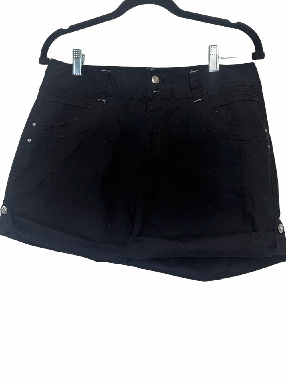 INC International Concepts Black Cuffed Shorts Size 4 Rhinestone Stud Accents
